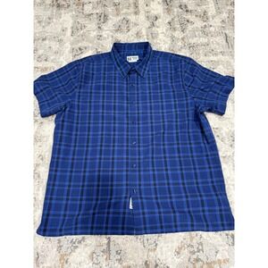 Marmot Mountain Works Mens XXL Blue Plaid Short Sleeve Button Down Shirt M10665V